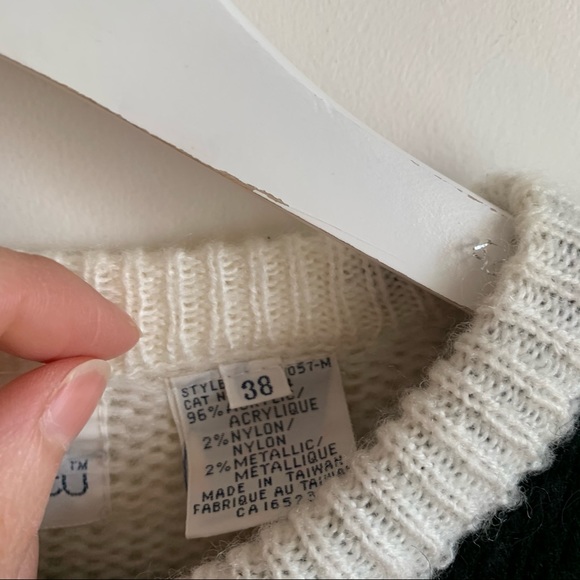 Vintage Graphic Black White Sweater Promptu Beaded M - Picture 6 of 12